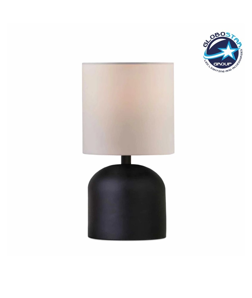 GLOBOSTAR® LOREN 204-0138 Μοντέρνο Επιτραπέζιο Φωτιστικό Πορτατίφ με Ντουί 1 x E14 AC 220-240V IP20 - Μαύρο & Μπεζ - Μ15 x Π15 x Υ31cm